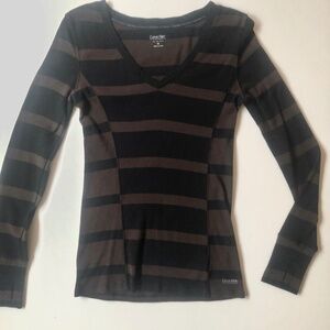Calvin Klein Performance Striped V Neck Top